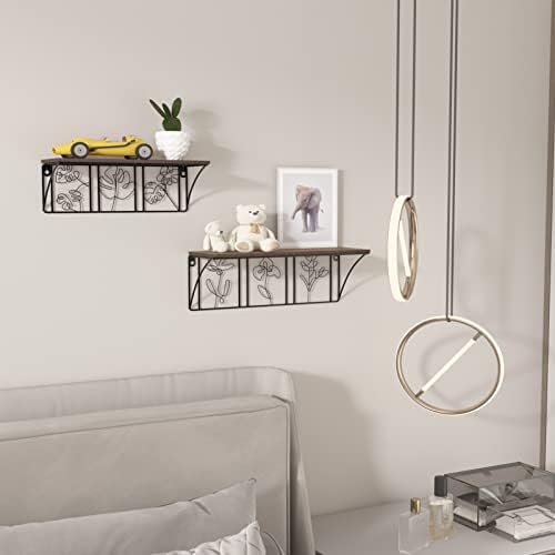 QUTREY Floating Shelves Set of 2 Minimalist Metal Abstract Decor for Living Room and Bedroom
