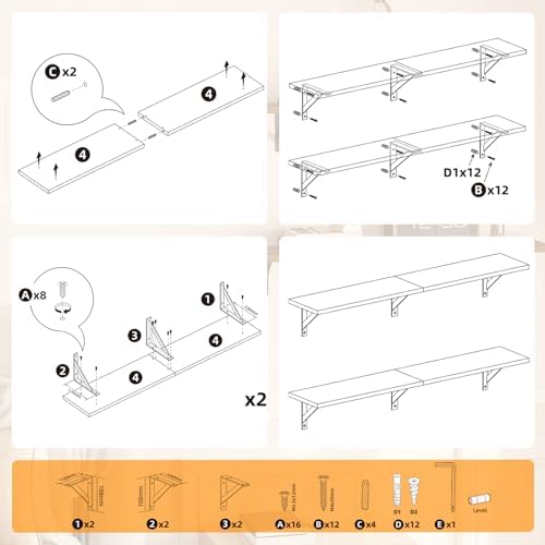 HOOBRO Floating Shelves Set of 2 30 Inch Wall Mount