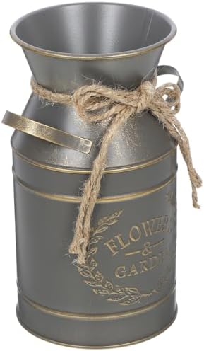 Rustic Galvanized Flower Bucket Vintage Style Decorative Planter Grey Finish