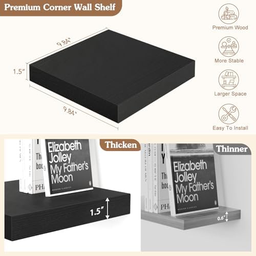 Olakee Corner Floating Shelf Set of 4 Black