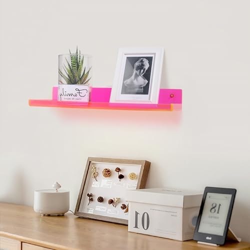 Neon Pink Floating Wall Shelves Pack of 2