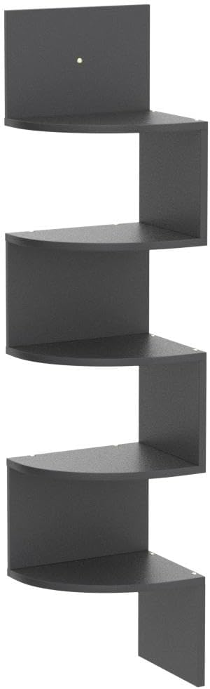 Greenco 5 Tier Corner Shelf with Espresso Finish