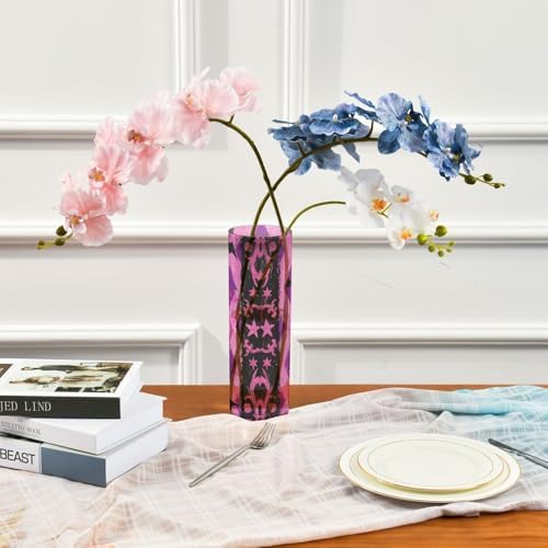 Gothic Pink Grid Plastic Flower Vase 118 x 39 Inch