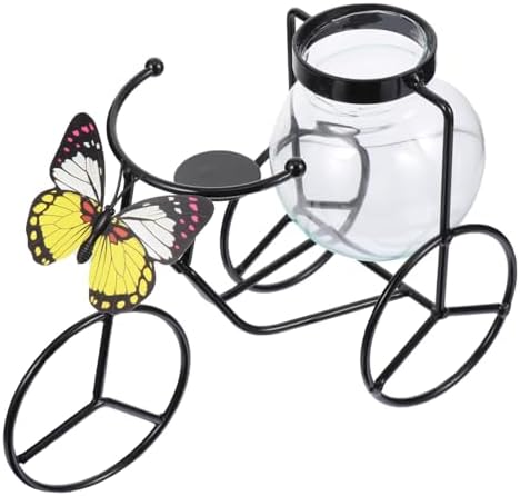 Modern Decorative Pedicab Glass Vase Wrought Iron Flower Pot