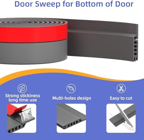 Door Draft Stopper 39 Inch Grey Silicone Seal