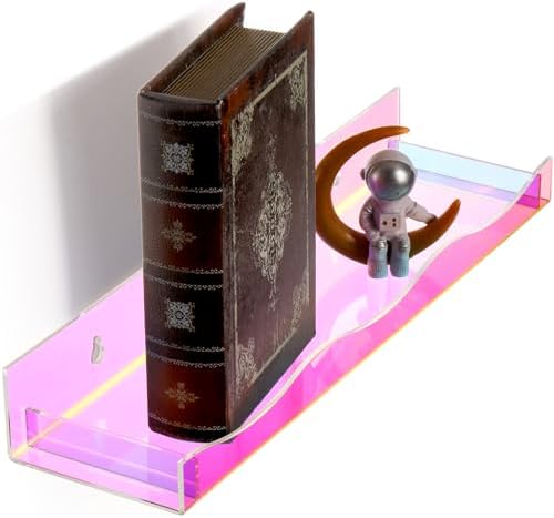 Hiceeden 4 Pack 15 Inch Iridescent Acrylic Floating Shelves for Kids Room and Display