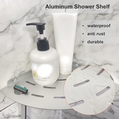 NUTNAPH Corner Shower Shelf Wall Mount Metal Floating Shelf Silver 1 Pcs
