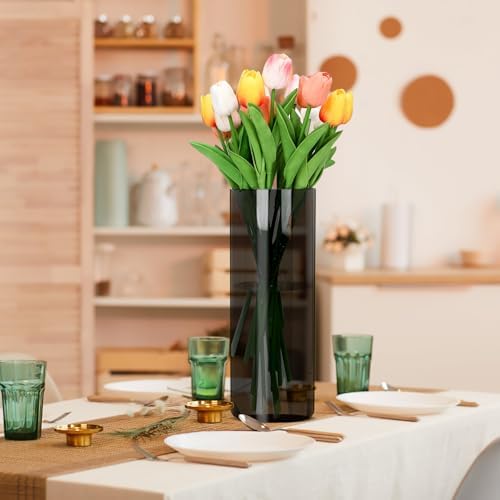 Suream Cylinder Vases Dark Gray Hurricane Flower Vases