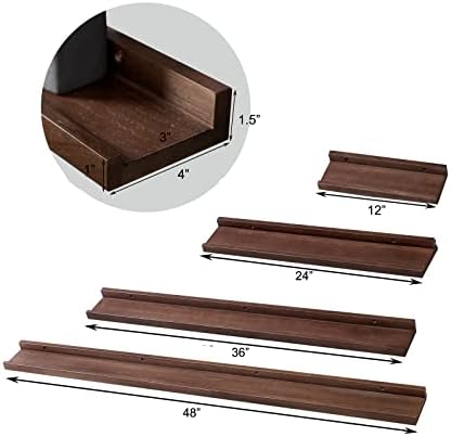 12 Inch Floating Shelves Set of 2 Rustic Walnut Wood Wall Shelves for Bedroom Living Room Kitchen
