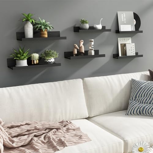 Fixwal Floating Shelves 6-Piece Set Black
