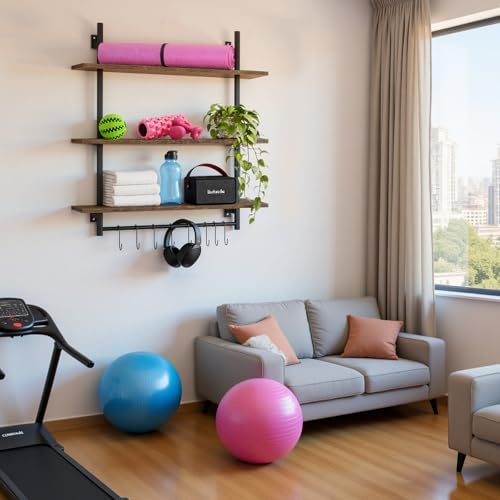 3 Tier Floating Wall Shelves with Towel Bar for Kitchen and Bathroom