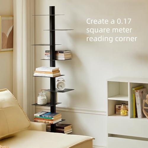 9-Tier Rotating Bookshelf with Floating Design