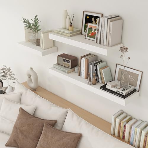 FLYJOE White Floating Shelves 48x12 Wall Set