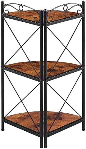 VECELO Corner Table with Storage Shelves for Compact Space