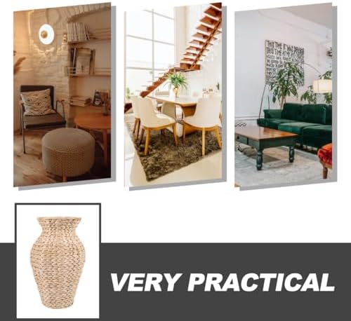 VOSAREA Woven Grass Flower Vase with Rattan Design for Home and Wedding Decor