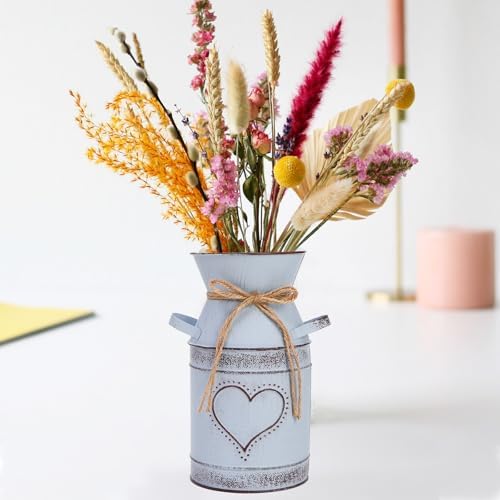 Dicunoy 2 PCS Metal Milk Can Vase 75 Rustic Flowers Decor for Home and Table Centerpieces
