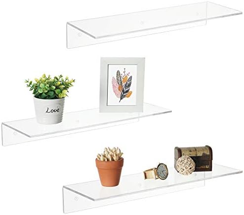MyGift 17 Inch Clear Acrylic Floating Shelves Set of 3