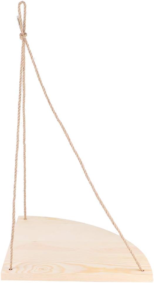 Joyzan Hanging Corner Shelf with Rope Triangle Wood Storage Rack