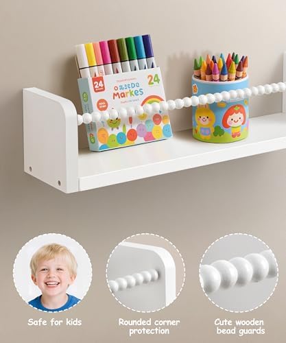 White Floating Bookshelf Wall Set of 3 for Nursery