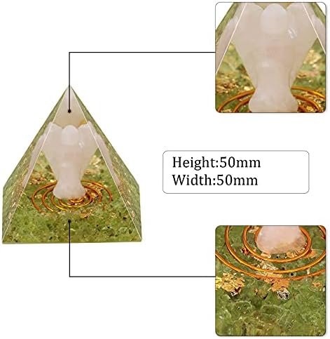 Rockcloud Guardian Angel Orgone Pyramid with Peridot Crystal