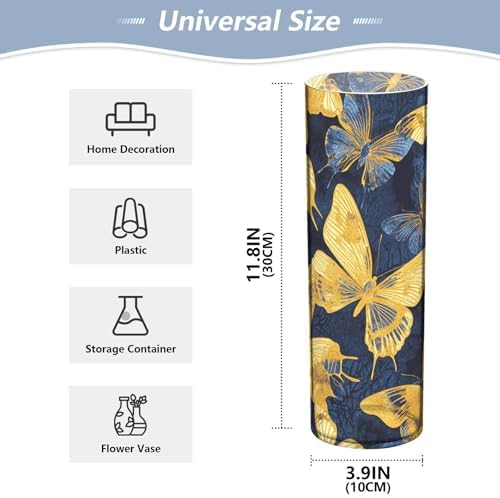 Blue and Gold Butterfly Plastic Candle Holder 118 x 39 Inch
