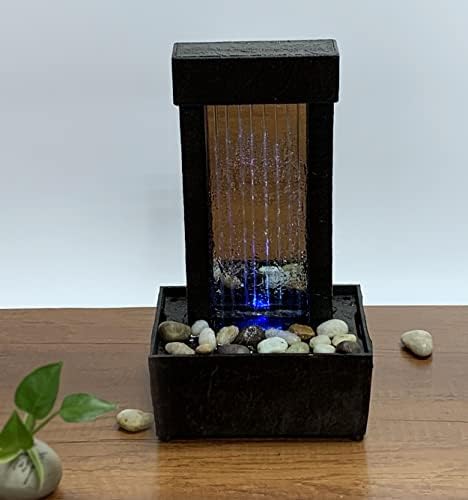 Natures Mark 10 Inch H Mirrored Waterfall Fountain with LED Lights