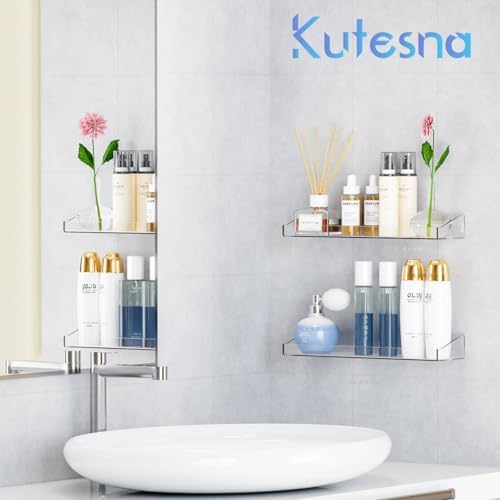 6 Pack Clear Floating Shelves for Wall Storage