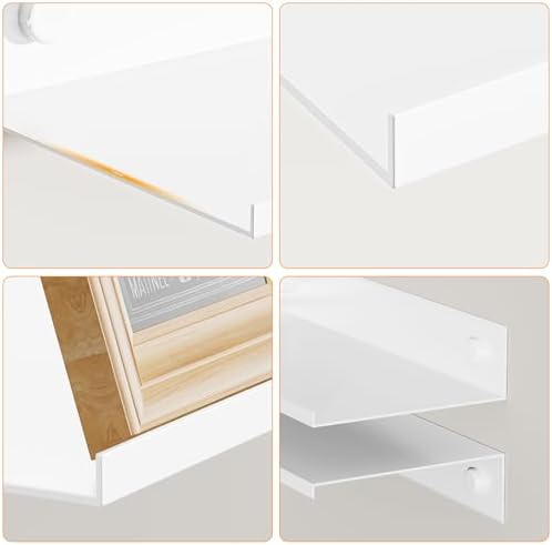 Wisfame White Floating Wall Shelves Set of 2 157 Inch