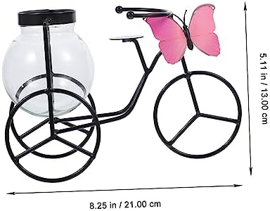 Modern Decorative Pedicab Glass Vase Wrought Iron Flower Pot