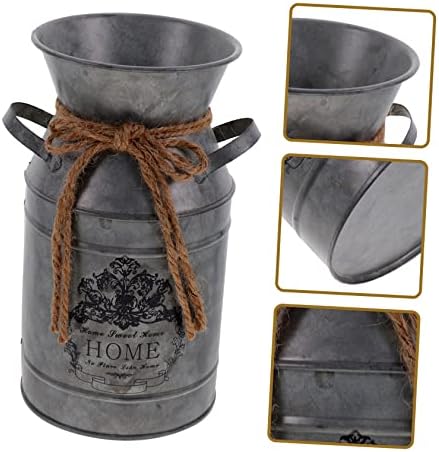 Rustic Iron Flower Bucket for Home Decor
