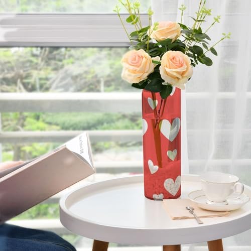 Happy Valentines Day Red Heart Plastic Hurricane Vase