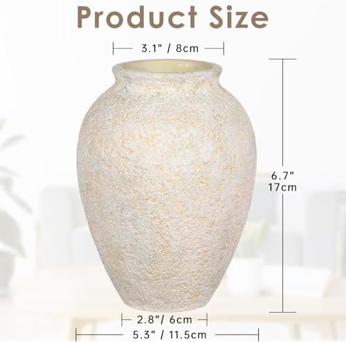 Rustic Ceramic Vase for Home Decor - 67 Inch Beige