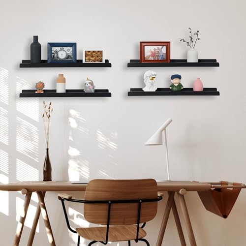 MITREL Picture Shelf with Ledge Set of 4 24 Floating Shelves for Wall Display