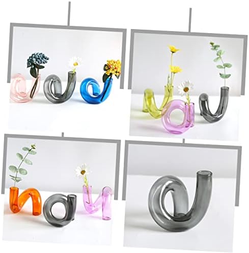 GLEAVI Irregular Glass Vase for Dried Flowers Creative Home Decor Grey