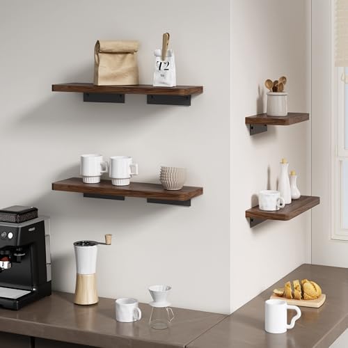 Danpoo 8 Inch Floating Walnut Shelf for Wall