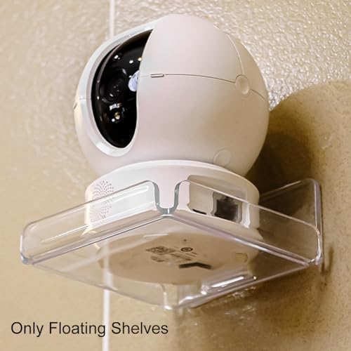 2 Pack Clear Acrylic Floating Shelves Wall Mounted Display Shelves for Home Office Bathroom No Drill Adhesive Shelves