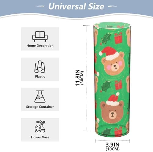 Merry Christmas Brown Bear Plastic Candle Holder 118 x 39 Inch Decorative Vase