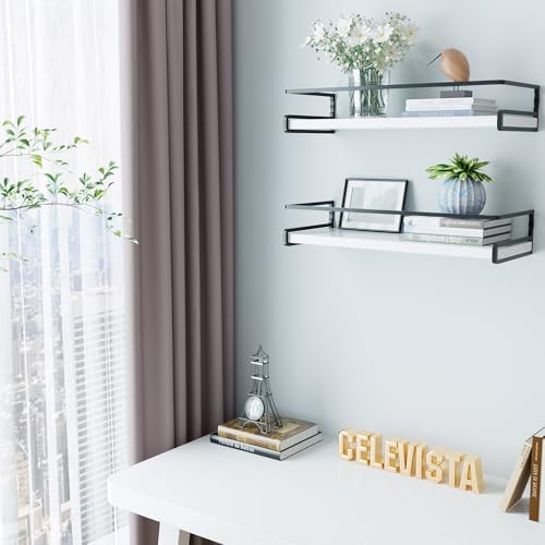 CeleVista 4 Pack Floating Shelves with Towel Bar 16 Inch