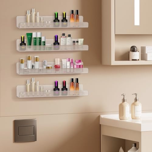 6 Pack Clear Acrylic Floating Shelves for Home Organization and Decor