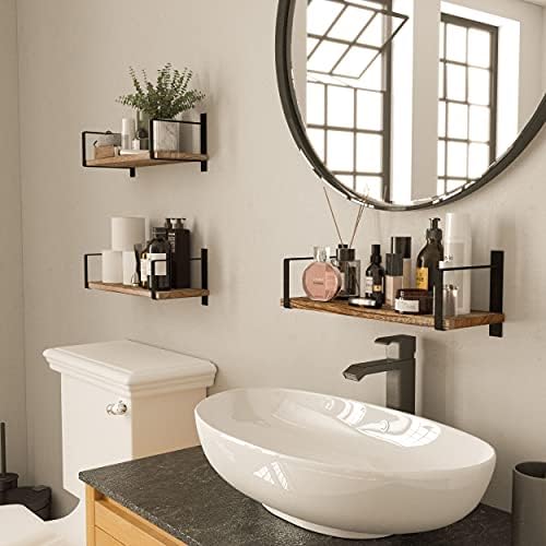 Wallniture Toledo Floating Shelves Set of 3 Burned Finish
