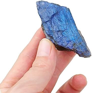 KatLin Natural Labradorite Crystal Raw Stone Rough Mineral Specimen Blue Light Decorate Stones