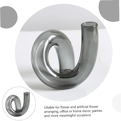 GLEAVI Irregular Glass Vase for Dried Flowers Creative Home Decor Grey