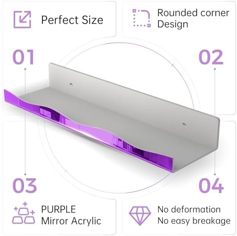 YMVV 157 In Purple Reflective Floating Shelf 4 Pack