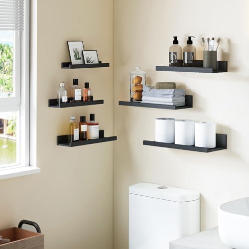 Fixwal Floating Shelves 6-Piece Set Black