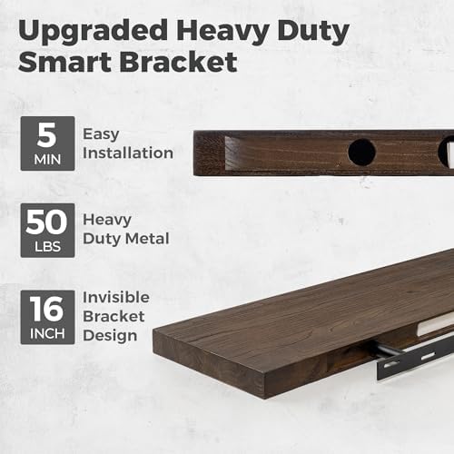 RICHFOCUS Elm Floating Shelves Set of 2