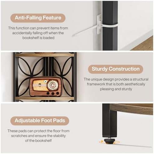 Tribesigns 6-Tier Corner Bookshelf Rustic Industrial Design