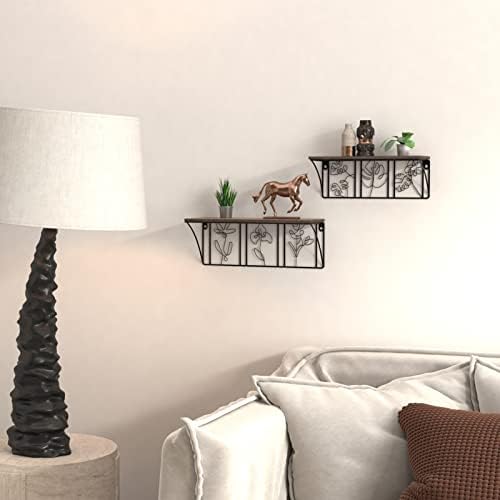 QUTREY Floating Shelves Set of 2 Minimalist Metal Abstract Decor for Living Room and Bedroom