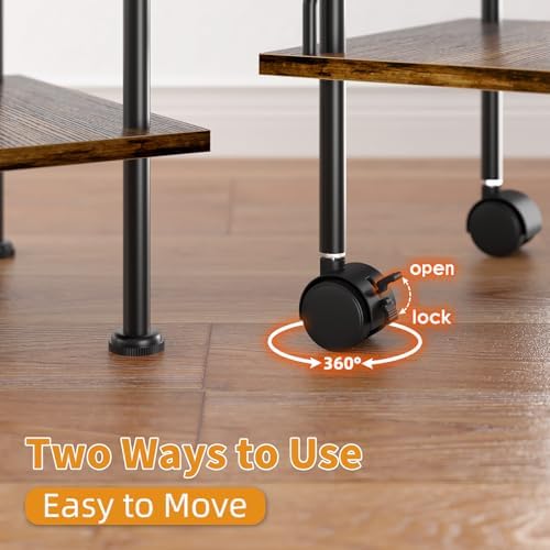 Corner Shelf Stand with Wheel 4-Tier Bookshelf Storage Display