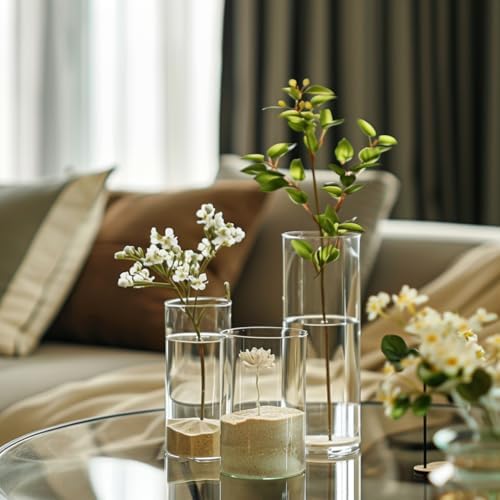 12PCS Clear Cylinder Vases for Centerpieces Wedding Decor