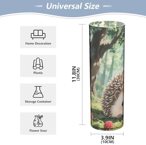 Cute Little Hedgehog Pattern Clear Vase 118 Inch Tall